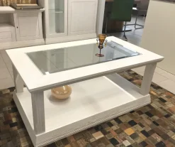 Couchtisch Vienna - Pinie massiv mit Glasplatte