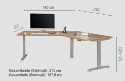 Edjust Eckschreibtisch höhenverstellbar