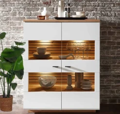 Fresno Highboard weiß eiche