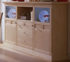 Highboard 2-türig mit 3 Schubladen Vienna Pinie massiv