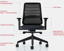 Koplus Tonique ergonomischer Bürosessel schwarz mit vielen Funktionen