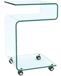 Lili Glas Beistelltisch mit Rollen