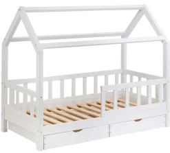 Massivholz Hausbett mit Schubkästen in 2 Größen