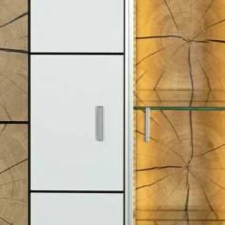 Orbano white TV Unterschrank mit Hirnholz Applikation weiß / alteiche