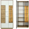 Orbano white Vitrinenschrank mit Hirnholz Applikation weiß / alteiche