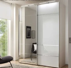 Staud Schwebetürenschrank weiß mit Spiegel