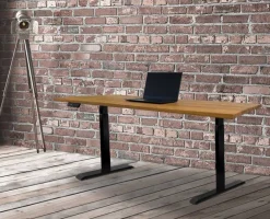 Woodpower Schreibtisch höhenverstellbar mit massiver Tischplatte wildeiche
